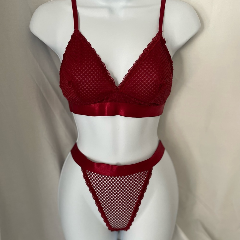 Red bralette and bikini panty